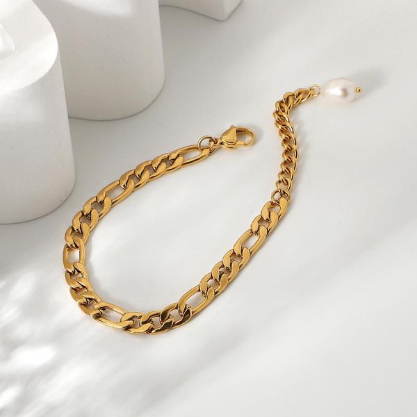 18k gold plated stainless steel figaro chain bracelets for women freshwater baroque pearl bracelet jewelry link,, Black
18k gold plated stainless steel figaro chain bracelets for women freshwater baroque pearl bracelet jewelry link,, Black