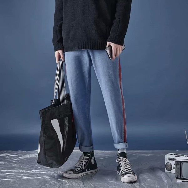 men's jeans wholesale spring autumn striped boys loose wild casual small straight trousers korean men's handsome pants homme gw7x, Blue
men's jeans wholesale spring autumn striped boys loose wild casual small straight trousers korean men's handsome pants homme gw7x, Blue