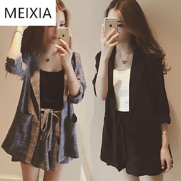 spring summer women two piece set casual + shorts plus size plaid female office suit women's 2 dress, White
spring summer women two piece set casual + shorts plus size plaid female office suit women's 2 dress, White
