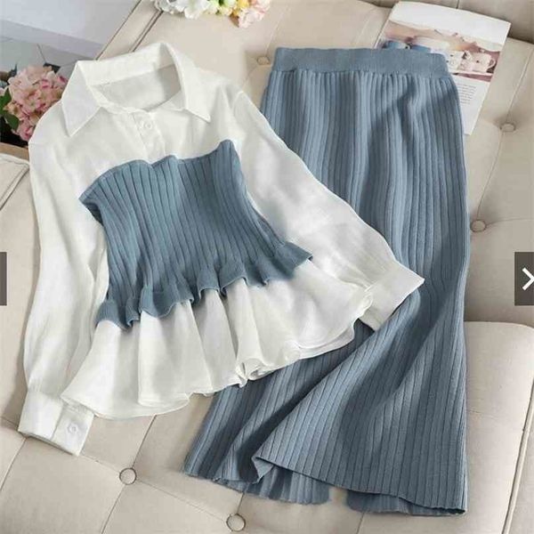 korean women two piece sets outfit fashion spring patchwork blouse + long skirt suits elegant ladies 2 pcs set 210525, White
korean women two piece sets outfit fashion spring patchwork blouse + long skirt suits elegant ladies 2 pcs set 210525, White