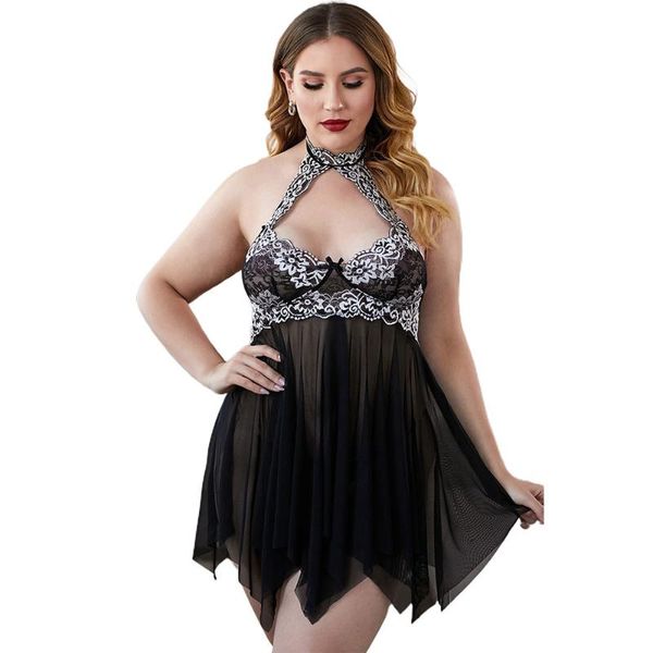 women's plus size underwear sleepwear women nightdress halter neck lace mesh slit backless babydoll with thong 2pcs sets nightwear larg, Black;white
women's plus size underwear sleepwear women nightdress halter neck lace mesh slit backless babydoll with thong 2pcs sets nightwear larg, Black;white