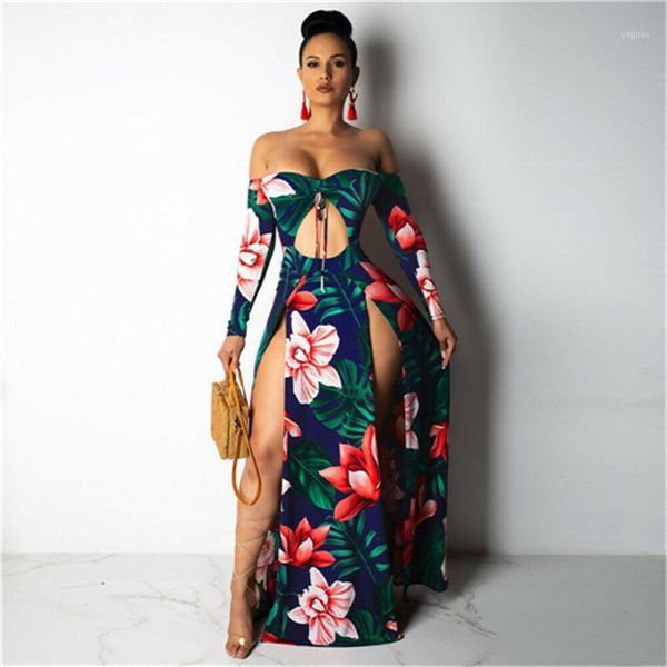 womens long dress maxi cover-ups summer v neck flower print bohemian sundress off shoulder hollow hole beach party women's swimwear, White;black 
womens long dress maxi cover-ups summer v neck flower print bohemian sundress off shoulder hollow hole beach party women's swimwear, White;black