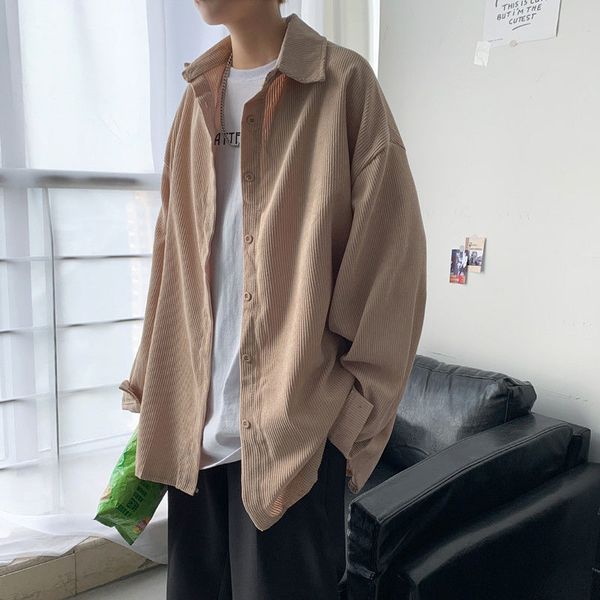 streetwear long sleeve shirts casual oversize corduroy spring man baggy blouse coat clothes, White;black
streetwear long sleeve shirts casual oversize corduroy spring man baggy blouse coat clothes, White;black