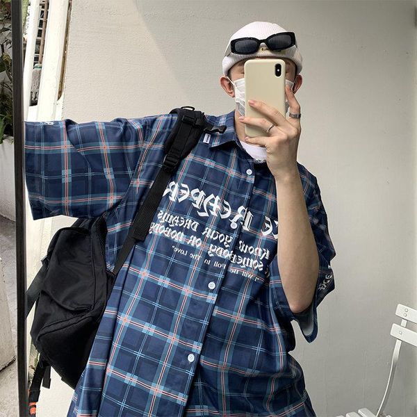 men's casual shirts letter printed plaid men korean style big sizes short sleeve shirt for male harajuku fashion blouse, White;black
men's casual shirts letter printed plaid men korean style big sizes short sleeve shirt for male harajuku fashion blouse, White;black