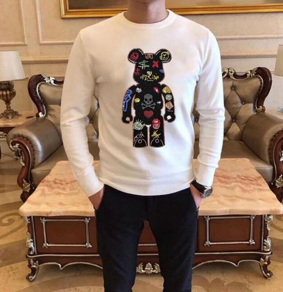 man cool designer cotton warm sweater slim young fashion 2022 new style b49, White;black
man cool designer cotton warm sweater slim young fashion 2022 new style b49, White;black
