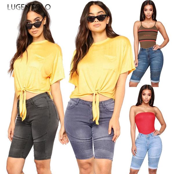 women's jeans lugentolo women summer knee length locomotive elastic solid color button mid pockets washed slim, Blue
women's jeans lugentolo women summer knee length locomotive elastic solid color button mid pockets washed slim, Blue