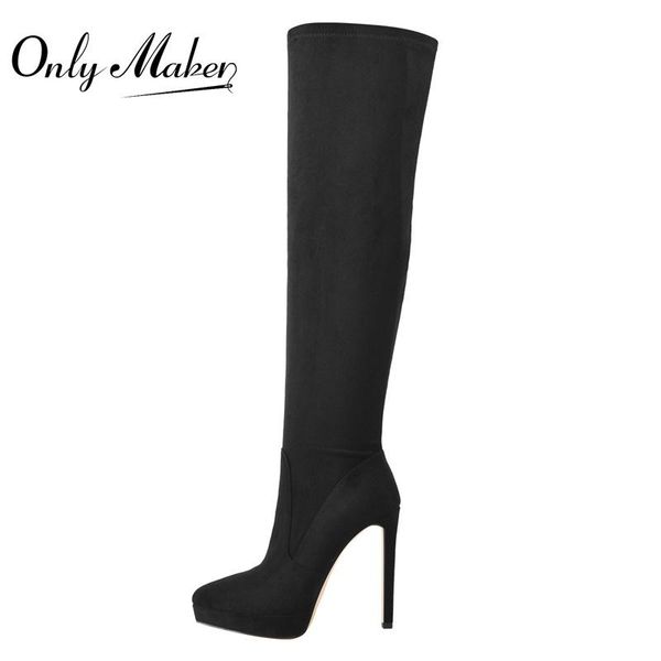 boots onlymaker winter women platform knee high long pointed toe thin heels black flock faux suede zipper big size
boots onlymaker winter women platform knee high long pointed toe thin heels black flock faux suede zipper big size