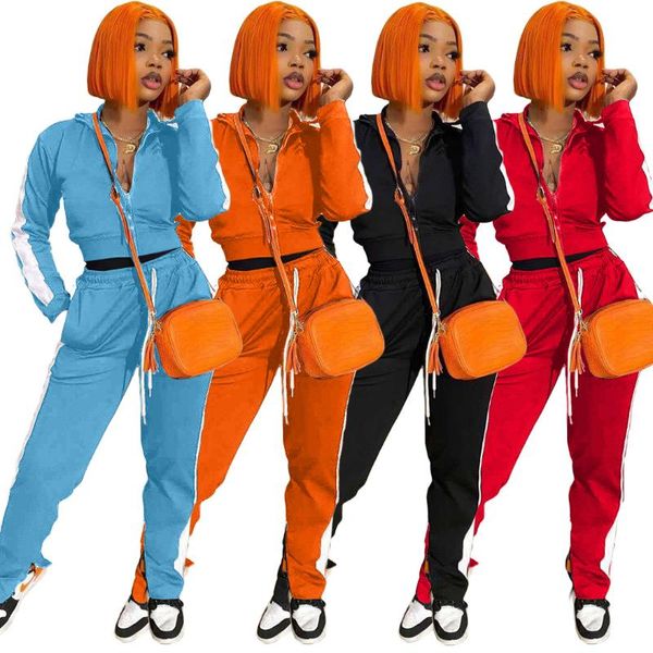 women's two piece pants spliced jacket split pencil sports suit autumn product long-sleeved trousers casual two-piece, White
women's two piece pants spliced jacket split pencil sports suit autumn product long-sleeved trousers casual two-piece, White