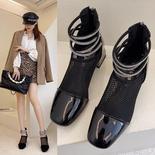 style women's sandal 2021 suede with thick heel and zip closed leather heels women sandals dress shoes, Black
style women's sandal 2021 suede with thick heel and zip closed leather heels women sandals dress shoes, Black