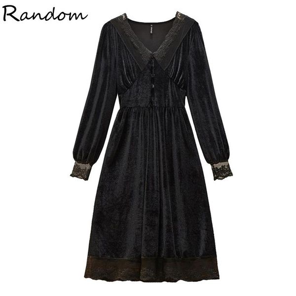 casual dresses vintage velvet black lace patchwork dress women v neck long sleeve elegant bandage festival party robe femme plus size, Black;gray
casual dresses vintage velvet black lace patchwork dress women v neck long sleeve elegant bandage festival party robe femme plus size, Black;gray