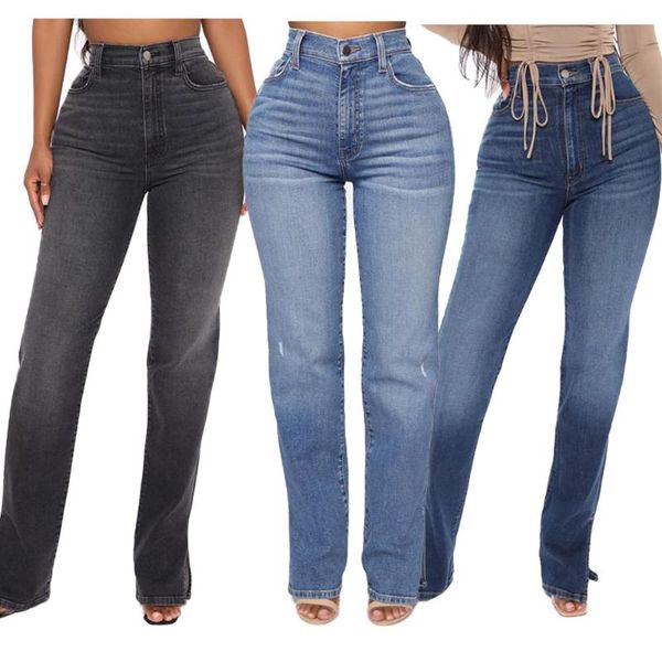 women's jeans women high waist denim solid color straight leg jean pants ladies casual full length trousers, Blue
women's jeans women high waist denim solid color straight leg jean pants ladies casual full length trousers, Blue