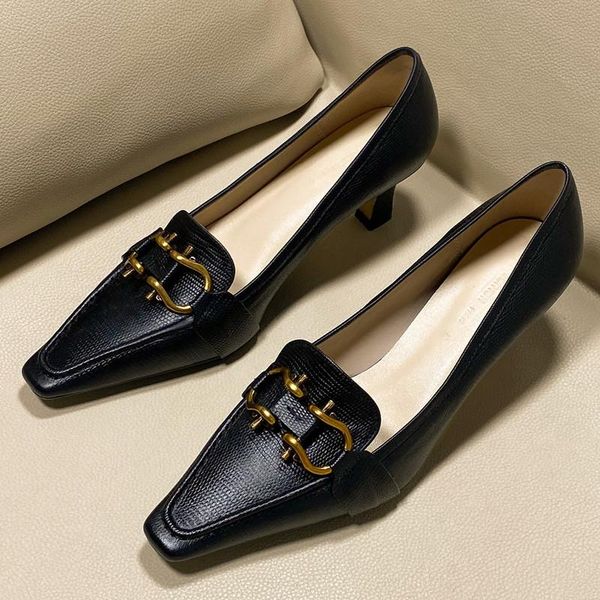 dress shoes spring autumn buckle square toe thin heels handmade genuine leather women pumps metal decoration slip on fashion stilettos, Black
dress shoes spring autumn buckle square toe thin heels handmade genuine leather women pumps metal decoration slip on fashion stilettos, Black