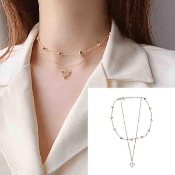 double layer chain heart choker necklace for women gold korean style collar female chocker fashion jewelry chokers, Golden;silver
double layer chain heart choker necklace for women gold korean style collar female chocker fashion jewelry chokers, Golden;silver