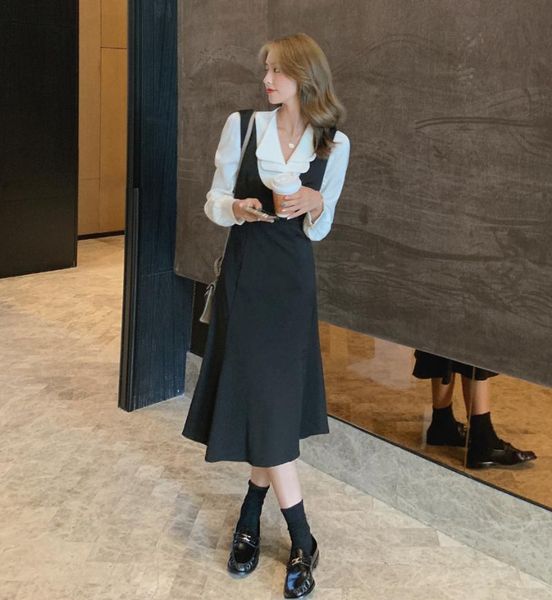 casual dresses 2021 autumn women french retro suspender shirt dress 2 piece set high waist slim midi, Black;gray
casual dresses 2021 autumn women french retro suspender shirt dress 2 piece set high waist slim midi, Black;gray