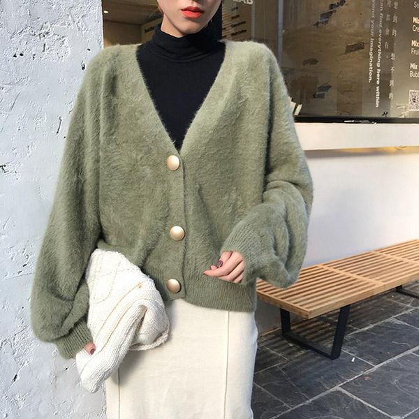 women's fur & faux teddy jacket coat elegant loose women knitted cardigans lantern sleeve mohair jumpers 2021 autumn winter female fluf, Black
women's fur & faux teddy jacket coat elegant loose women knitted cardigans lantern sleeve mohair jumpers 2021 autumn winter female fluf, Black