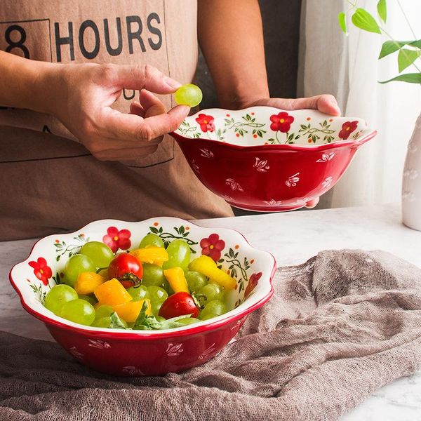 bowls wave edge salad bowl underglaze christmas red hand-painted dessert container tray flower ware lacing kitchen utensil
bowls wave edge salad bowl underglaze christmas red hand-painted dessert container tray flower ware lacing kitchen utensil