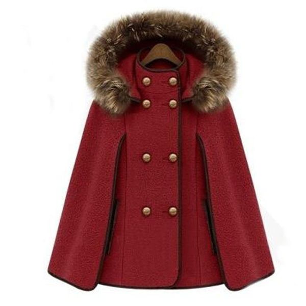 wool blends women detachable hooded faux fur collar wool coat double breasted shawl cape cashmere jacket female winter clothes windbreaker, Black
wool blends women detachable hooded faux fur collar wool coat double breasted shawl cape cashmere jacket female winter clothes windbreaker, Black