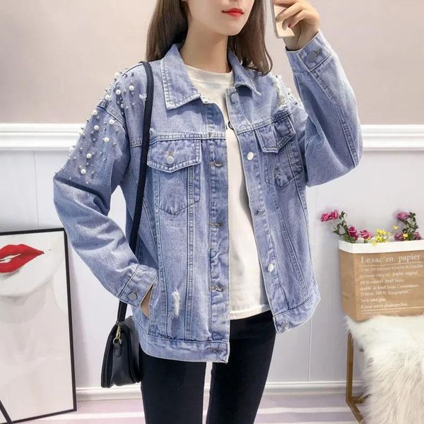 women's jackets pearls beading ripped denim jacket woemn streetwear sequins appliques loose jean coat plus size 5xl blue outwear female, Black;brown
women's jackets pearls beading ripped denim jacket woemn streetwear sequins appliques loose jean coat plus size 5xl blue outwear female, Black;brown