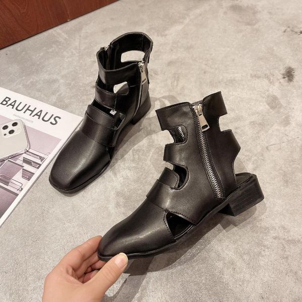 boots women thick sole high 2021 summer casual heel roman sandals female zipper hollow low short, Black
boots women thick sole high 2021 summer casual heel roman sandals female zipper hollow low short, Black
