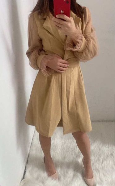 women's trench coats getspring spring woman clothes mesh patchwork lantern sleeve vintage leisure long ojmj, Tan;black
women's trench coats getspring spring woman clothes mesh patchwork lantern sleeve vintage leisure long ojmj, Tan;black