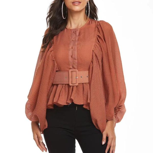 women ruffles vintage shirt lantern sleeve high waist sashes tunic summer blouse women's blouses & shirts, White
women ruffles vintage shirt lantern sleeve high waist sashes tunic summer blouse women's blouses & shirts, White