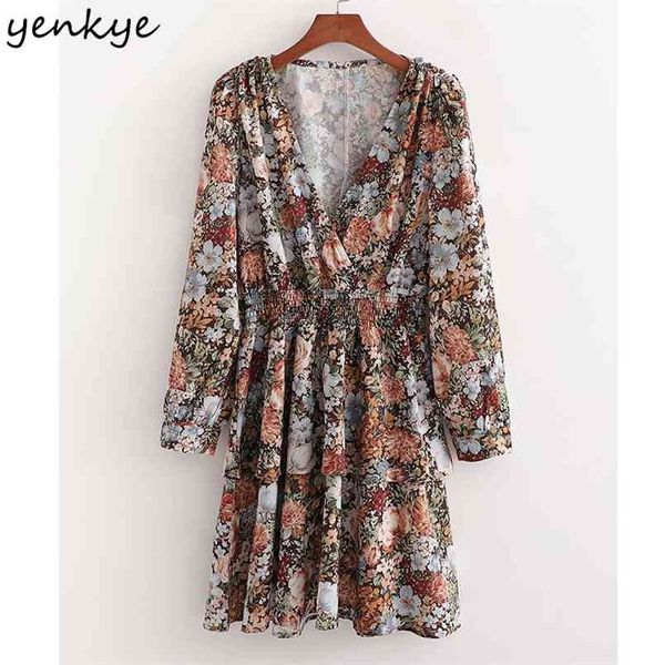 vintage floral print dress women cross v neck long sleeve elastic waist a-line mini casual summer vestido 210514, Black;gray
vintage floral print dress women cross v neck long sleeve elastic waist a-line mini casual summer vestido 210514, Black;gray