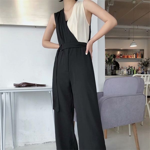 summer women's jumpsuit casual solid color stitching v-neck sleeveless belt decoration 210430, Black;white
summer women's jumpsuit casual solid color stitching v-neck sleeveless belt decoration 210430, Black;white