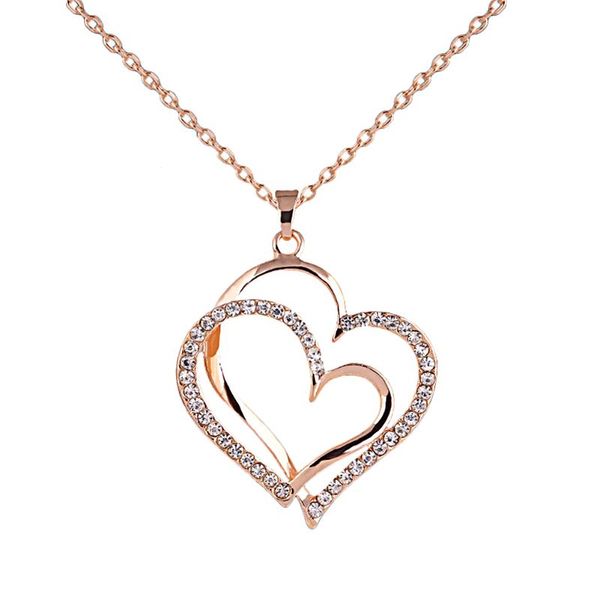 summer rose gold color crystal double heart pendant luxury jewelry love necklaces valentine's day wedding, Silver
summer rose gold color crystal double heart pendant luxury jewelry love necklaces valentine's day wedding, Silver