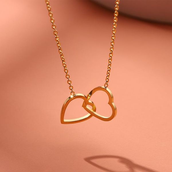 necklace jewelry women's water chain gold double peach heart simple women pendant necklaces, Silver
necklace jewelry women's water chain gold double peach heart simple women pendant necklaces, Silver