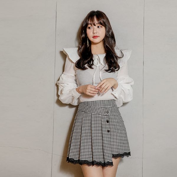 skirt arrival fashion female spring sweet peter collar shirt houndstooth come out two pieces together, Black
skirt arrival fashion female spring sweet peter collar shirt houndstooth come out two pieces together, Black