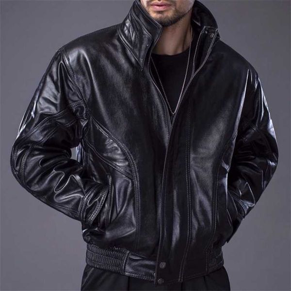 mens coat 100% cow leather flight suit jacket men jacket natural leather high-quality coat h621 211111, Black