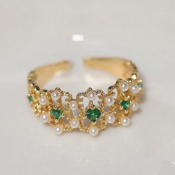 cluster rings silver inlaid green diamonds pearl mesh hollow ladies ring opening adjustable gold-plated elegant light luxury jewelry, Golden;silver
cluster rings silver inlaid green diamonds pearl mesh hollow ladies ring opening adjustable gold-plated elegant light luxury jewelry, Golden;silver