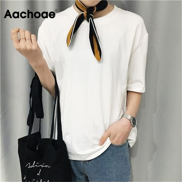 aachoae women solid casual t shirt spring summer short sleeve loose basic tee ladies harajuku o neck t-shirt plus size 210320, White
aachoae women solid casual t shirt spring summer short sleeve loose basic tee ladies harajuku o neck t-shirt plus size 210320, White
