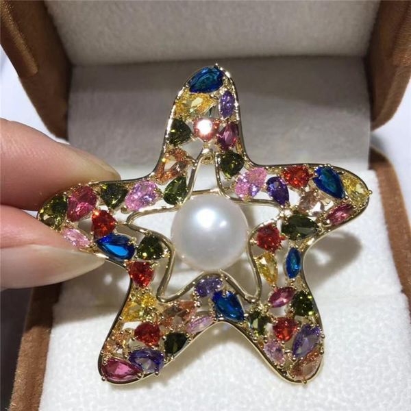 pins, brooches austria multicolor zircon stars inlay 10-11 fw white pearl brooch scarf clips pendant, Gray
pins, brooches austria multicolor zircon stars inlay 10-11 fw white pearl brooch scarf clips pendant, Gray