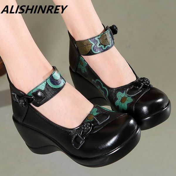 dress shoes alishinrey autumn retro genuine leather women high heel wedges non-slip fashion elegant lady, Black
dress shoes alishinrey autumn retro genuine leather women high heel wedges non-slip fashion elegant lady, Black