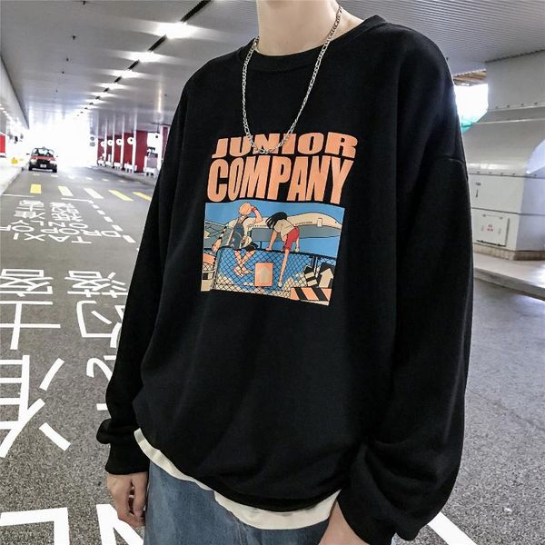 men's hoodies & sweatshirts autumn round neck pure color pattern printing loose japanese streetwear hip long-sleeved clothes, Black
men's hoodies & sweatshirts autumn round neck pure color pattern printing loose japanese streetwear hip long-sleeved clothes, Black