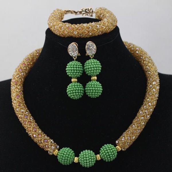 earrings & necklace simple gold african bridal beads sets champagne nigerian woman wedding green jewellery gift qw250, Silver
earrings & necklace simple gold african bridal beads sets champagne nigerian woman wedding green jewellery gift qw250, Silver