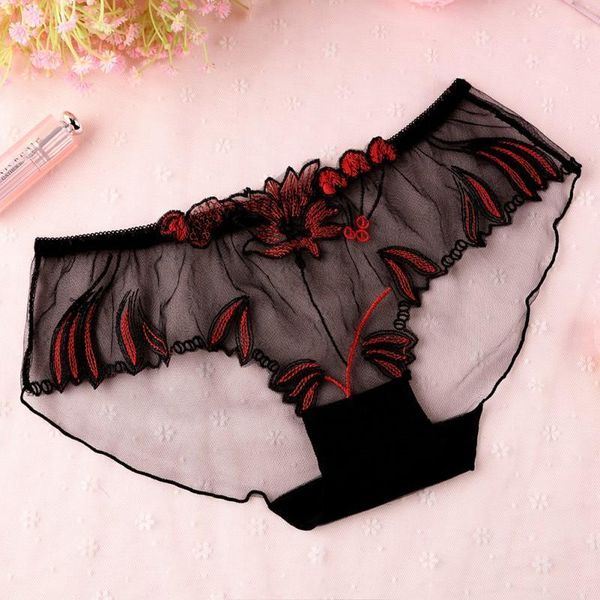 underwear lace embroidered low waist panties slim see through mesh lingerie women briefs women's, Black;pink
underwear lace embroidered low waist panties slim see through mesh lingerie women briefs women's, Black;pink