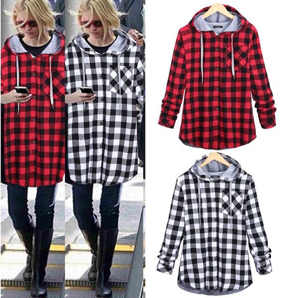 women's jackets fashion women plaid hooded coat ladies long sleeve loose mid-length cardigan jacket casual outwear plus size s-5xl, Black;brown
women's jackets fashion women plaid hooded coat ladies long sleeve loose mid-length cardigan jacket casual outwear plus size s-5xl, Black;brown