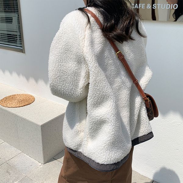 women's fur & faux lamb wool velvet seams korean woman's jacket long sleeve loosens the neck quilted female thin winter women', Black
women's fur & faux lamb wool velvet seams korean woman's jacket long sleeve loosens the neck quilted female thin winter women', Black