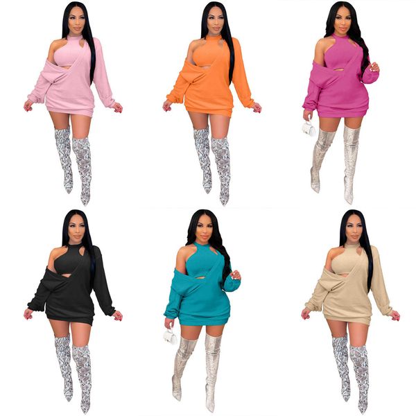 women casual dresses sweater + vest two piece set designer long sleeve dress skirt club wear, Black;gray
women casual dresses sweater + vest two piece set designer long sleeve dress skirt club wear, Black;gray