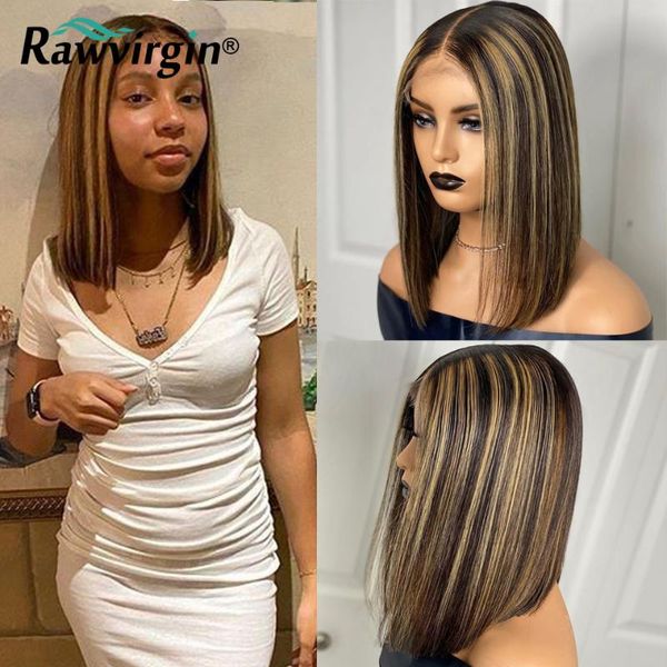 lace wigs short bob front human hair for women straight black honey blonde highlight wig brazilian, Black;brown 
lace wigs short bob front human hair for women straight black honey blonde highlight wig brazilian, Black;brown