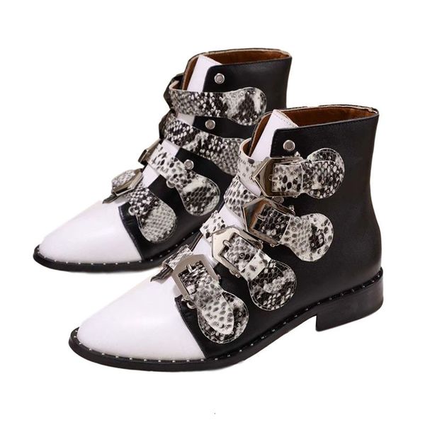 boots punk ankle women metal buckled strap rivets studded flat genuine leather winter shoes ladies gladiator motorcycle no4s, Black
boots punk ankle women metal buckled strap rivets studded flat genuine leather winter shoes ladies gladiator motorcycle no4s, Black