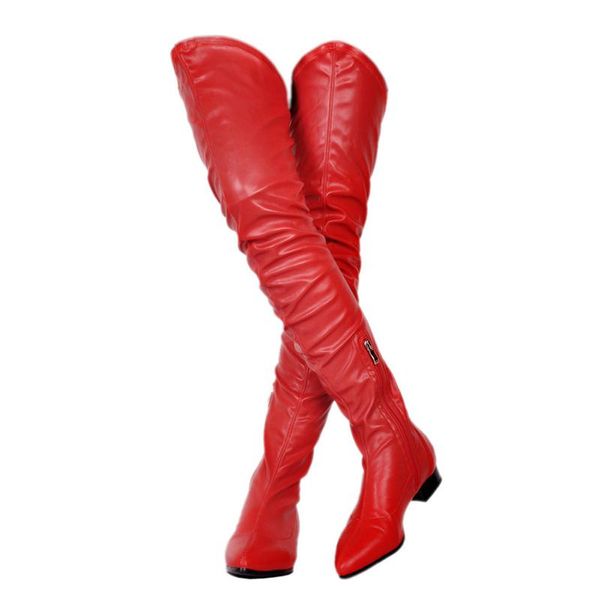 boots low heels thigh high pleated casual street winter women shoes pointed toe leather over the knee solid plus size 12, Black
boots low heels thigh high pleated casual street winter women shoes pointed toe leather over the knee solid plus size 12, Black