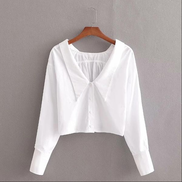 turndown collar loose short womens shirts femme hole long sleeve white casual lady blusas s8080
turndown collar loose short womens shirts femme hole long sleeve white casual lady blusas s8080