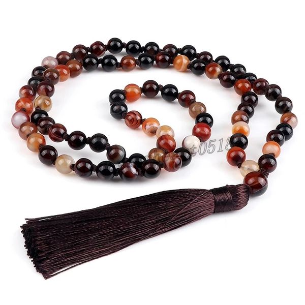 natural stone meditation necklace fashion striped agates mala beads yoga japamala tassel necklace women men jewelry gift friends, Silver
natural stone meditation necklace fashion striped agates mala beads yoga japamala tassel necklace women men jewelry gift friends, Silver