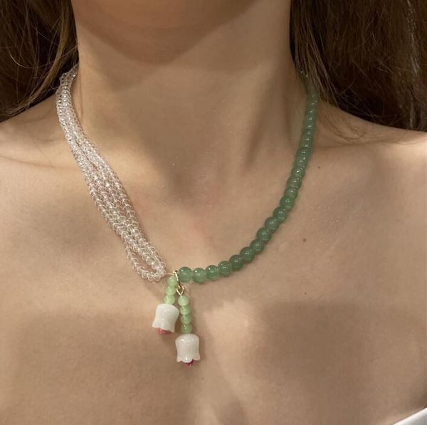 pendant necklaces small fresh tulip necklace beaded crystal super fairy color matching clavicle chain 2021 retro light luxury, Silver
pendant necklaces small fresh tulip necklace beaded crystal super fairy color matching clavicle chain 2021 retro light luxury, Silver