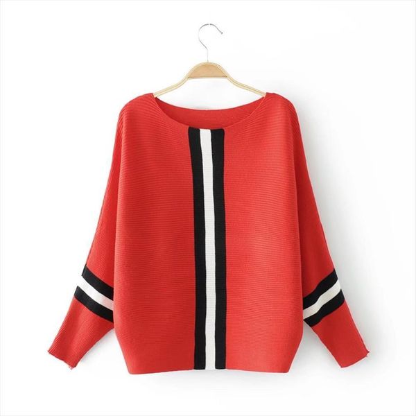 autumn vertical stripe contrast loose women sweaters pullover short bat sleeve, White;black
autumn vertical stripe contrast loose women sweaters pullover short bat sleeve, White;black