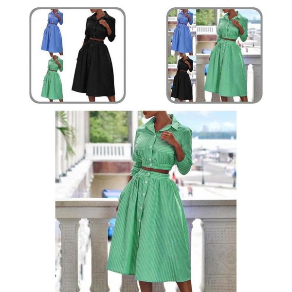 two piece dress 1 set skirt suit 3/4 sleeve autumn winter comfy single-breasted blouse, White
two piece dress 1 set skirt suit 3/4 sleeve autumn winter comfy single-breasted blouse, White