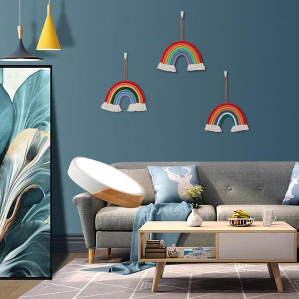 decorative objects & figurines 25 * 31.5cm rainbow hand-woven carpet colorful cotton thread hanging macrame tapestry tassel for party kids r
decorative objects & figurines 25 * 31.5cm rainbow hand-woven carpet colorful cotton thread hanging macrame tapestry tassel for party kids r